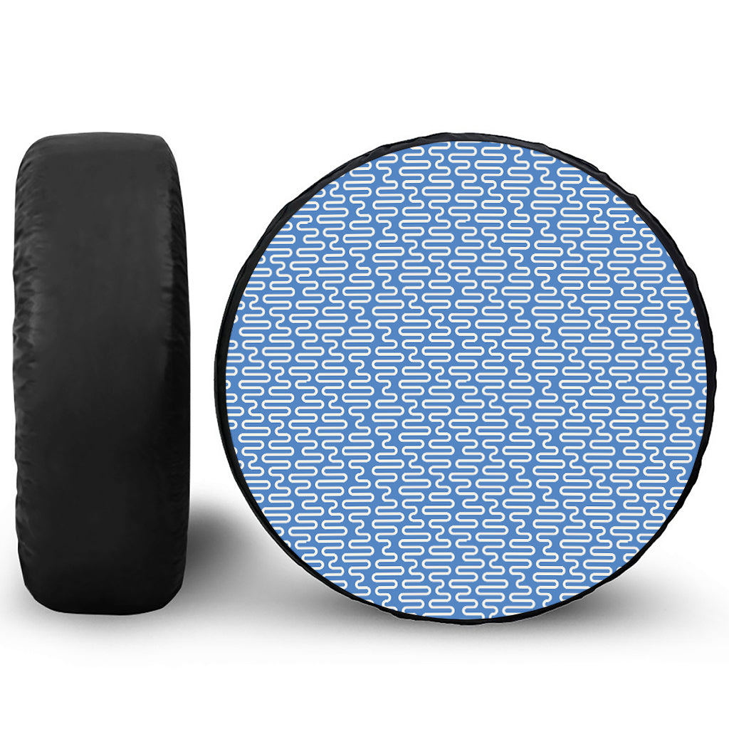 Blue And White DNA Pattern Print Tire Cover