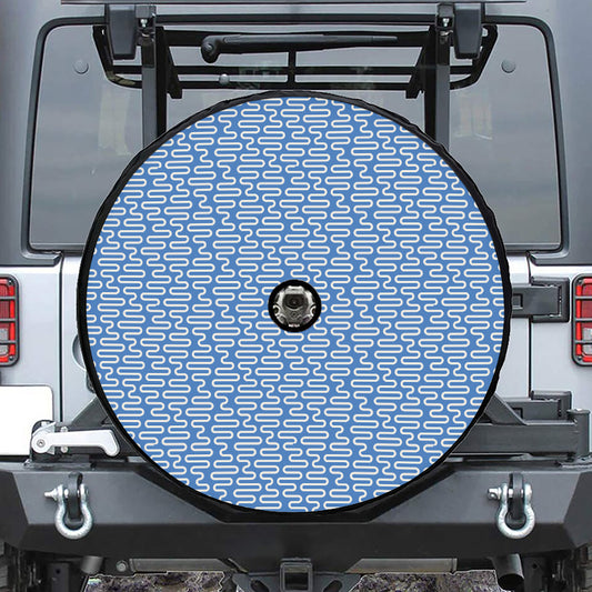 Blue And White DNA Pattern Print Tire Cover With Camera Hole