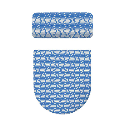 Blue And White DNA Pattern Print Toilet Lid And Tank Cover Set