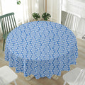 Blue And White DNA Pattern Print Waterproof Round Tablecloth