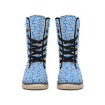 Blue And White DNA Pattern Print Winter Boots