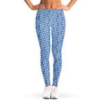 Blue And White DNA Pattern Print Women's Leggings