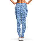 Blue And White DNA Pattern Print Women's Leggings