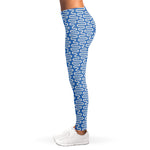 Blue And White DNA Pattern Print Women's Leggings