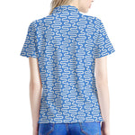 Blue And White DNA Pattern Print Women's Polo Shirt