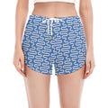 Blue And White DNA Pattern Print Women's Split Running Shorts