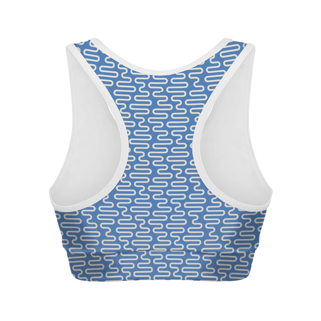 Blue And White DNA Pattern Print Women's Sports Bra
