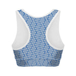 Blue And White DNA Pattern Print Women's Sports Bra
