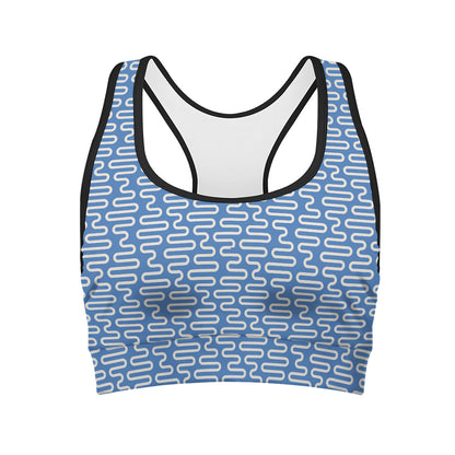 Blue And White DNA Pattern Print Women's Sports Bra