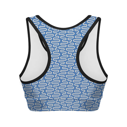 Blue And White DNA Pattern Print Women's Sports Bra