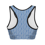 Blue And White DNA Pattern Print Women's Sports Bra