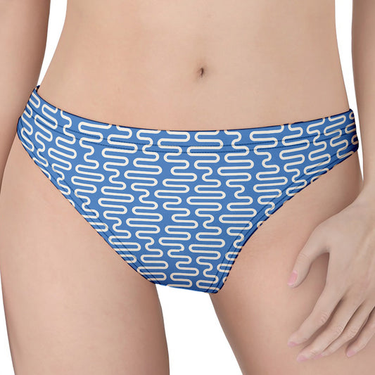 Blue And White DNA Pattern Print Women's Thong