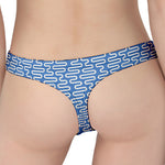 Blue And White DNA Pattern Print Women's Thong