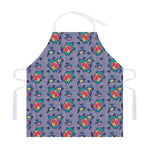 Blue And White Floral Glen Plaid Print Adjustable Apron