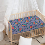Blue And White Floral Glen Plaid Print Baby Crib Sheet