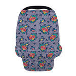 Blue And White Floral Glen Plaid Print Baby Seat Cover
