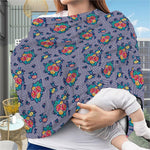 Blue And White Floral Glen Plaid Print Baby Seat Cover