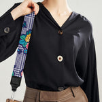 Blue And White Floral Glen Plaid Print Bag Strap