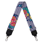 Blue And White Floral Glen Plaid Print Bag Strap