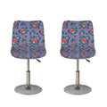 Blue And White Floral Glen Plaid Print Bar Stool Covers