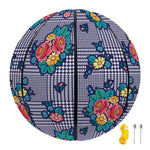 Blue And White Floral Glen Plaid Print Basketball