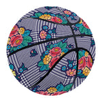 Blue And White Floral Glen Plaid Print Basketball