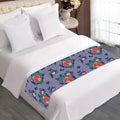 Blue And White Floral Glen Plaid Print Bed Runner