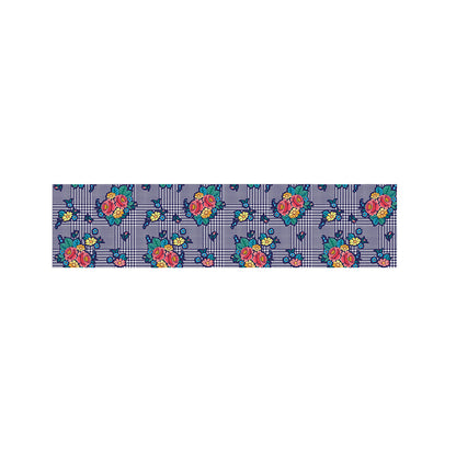 Blue And White Floral Glen Plaid Print Bed Runner