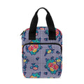 Blue And White Floral Glen Plaid Print Bible Tote Bag