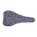 Blue And White Floral Glen Plaid Print Bicycle Seat Cover