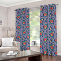 Blue And White Floral Glen Plaid Print Dimout Grommet Curtains