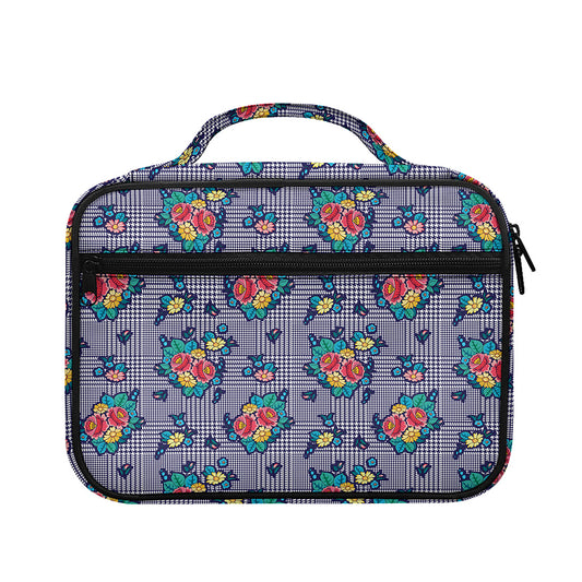Blue And White Floral Glen Plaid Print Briefcase Bible Bag
