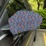 Blue And White Floral Glen Plaid Print Car Side Mirror Covers