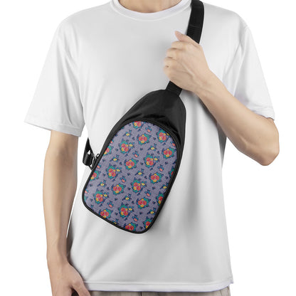 Blue And White Floral Glen Plaid Print Chest Bag
