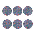 Blue And White Floral Glen Plaid Print Coaster Set