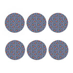 Blue And White Floral Glen Plaid Print Coaster Set