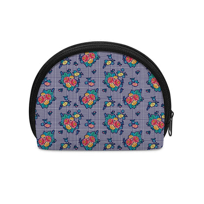 Blue And White Floral Glen Plaid Print Coin Purse