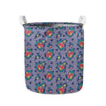 Blue And White Floral Glen Plaid Print Collapsible Laundry Basket