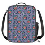 Blue And White Floral Glen Plaid Print Crossbody Lunch Bag