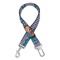 Blue And White Floral Glen Plaid Print Dog Seat Belt