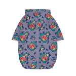 Blue And White Floral Glen Plaid Print Dog Zip Up Hoodie