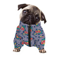 Blue And White Floral Glen Plaid Print Dog Zip Up Jacket