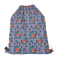 Blue And White Floral Glen Plaid Print Drawstring Bag