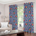 Blue And White Floral Glen Plaid Print Extra Wide Grommet Curtains