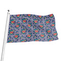 Blue And White Floral Glen Plaid Print Flag
