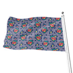 Blue And White Floral Glen Plaid Print Flag