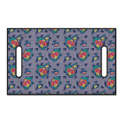 Blue And White Floral Glen Plaid Print Golf Cart Seat Cover