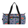 Blue And White Floral Glen Plaid Print Gym Bag