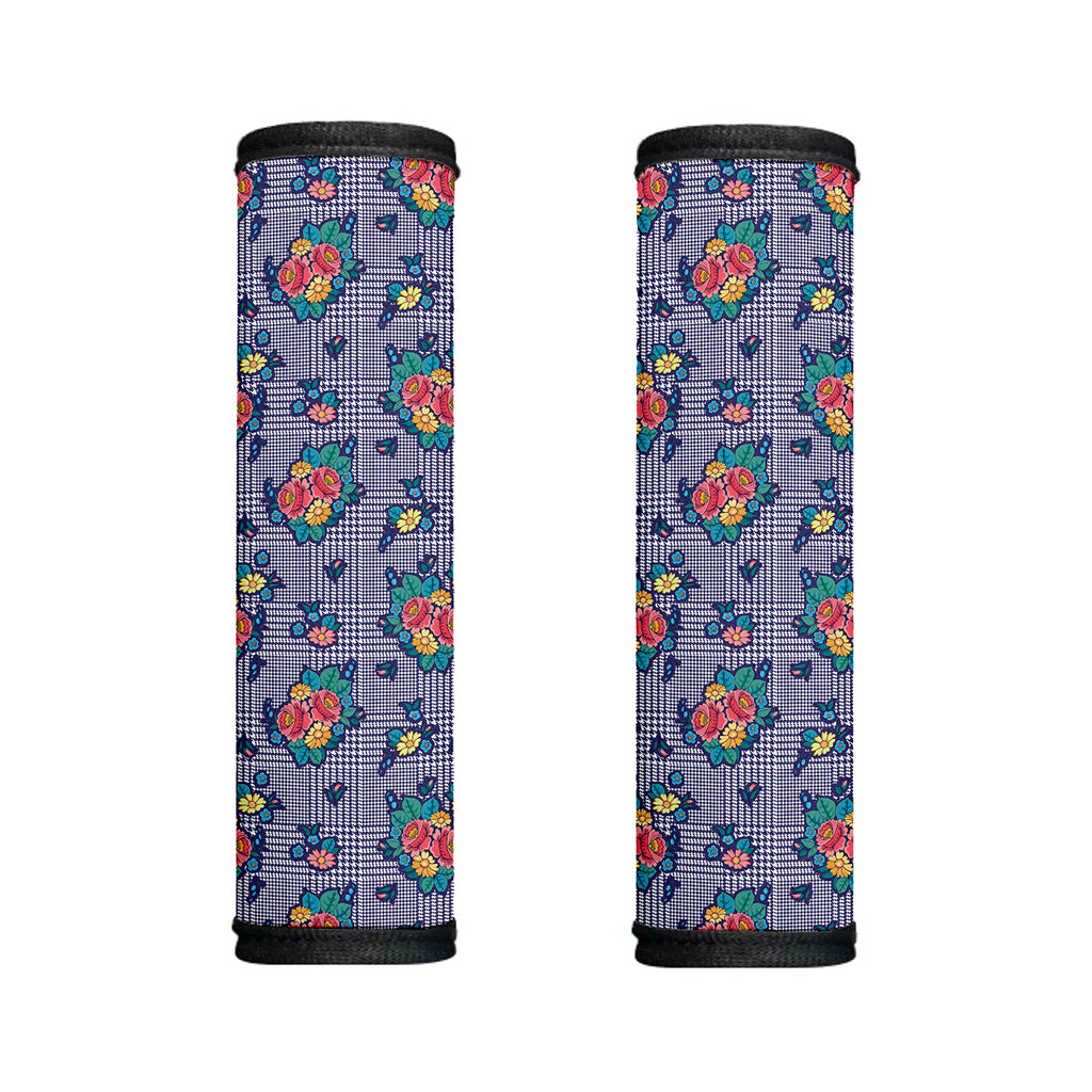 Blue And White Floral Glen Plaid Print Handle Covers