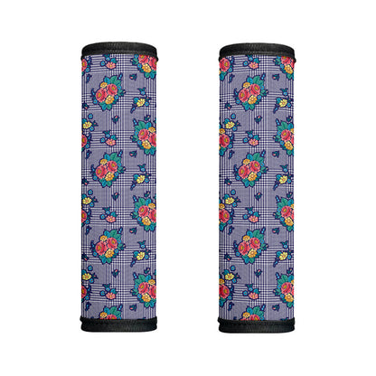 Blue And White Floral Glen Plaid Print Handle Covers